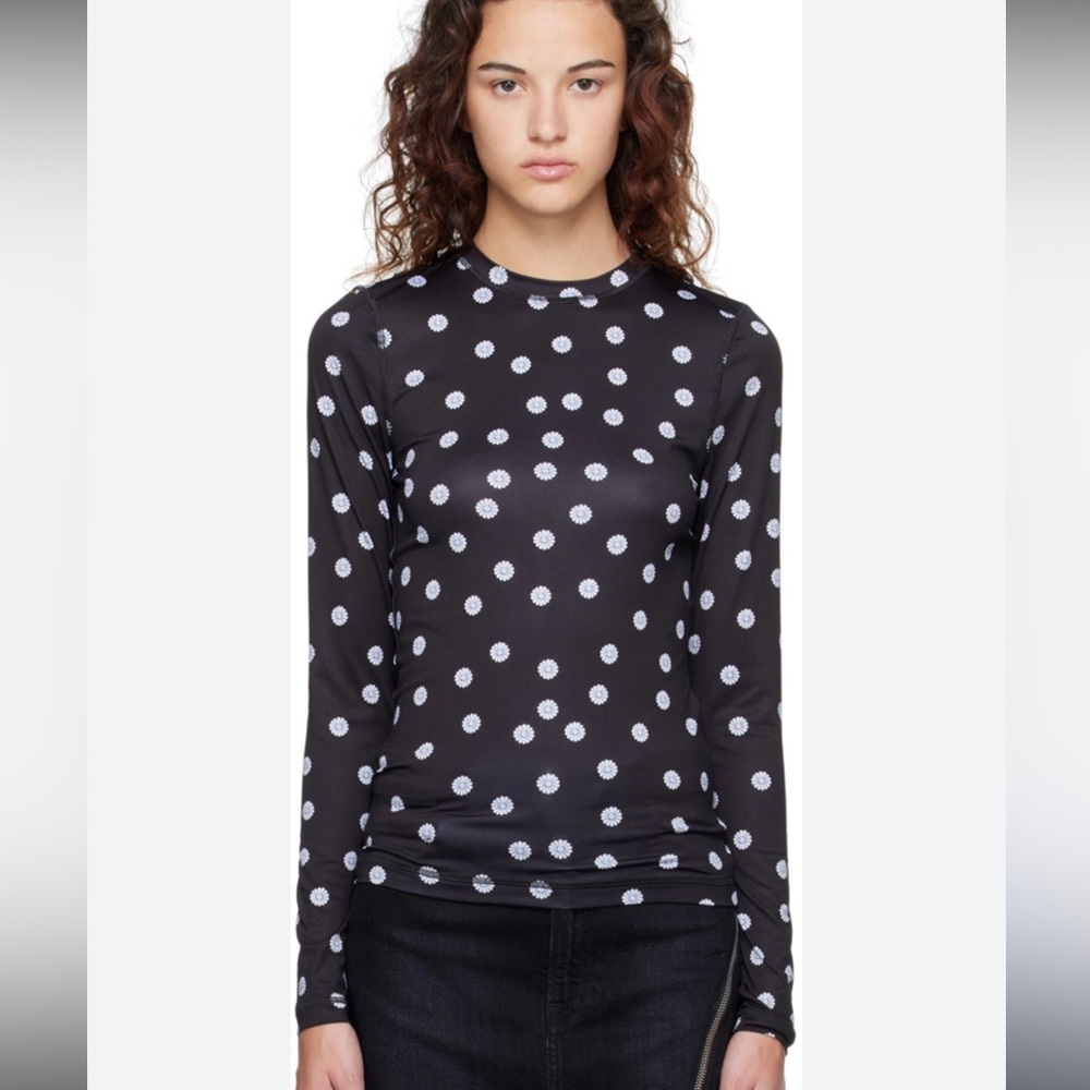 Stine Goya Black Juno Long Sleeve T-Shirt Polka Dot Long‎ Sleeve Top